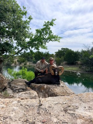 Bobby and Chance with World Record a Midnight Urial trophy at BarBell Ranch in Sweetwater, TX.