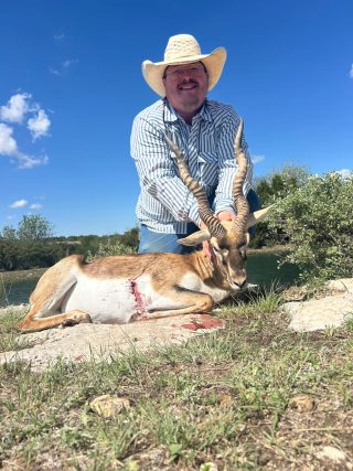 A hunter with his magnificent Blackbuck taken at BarBell Ranch in Sweetwater, TX.