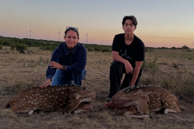 Hunters with their Axis Doe harvested at BarBell Ranch in Sweetwater, TX.